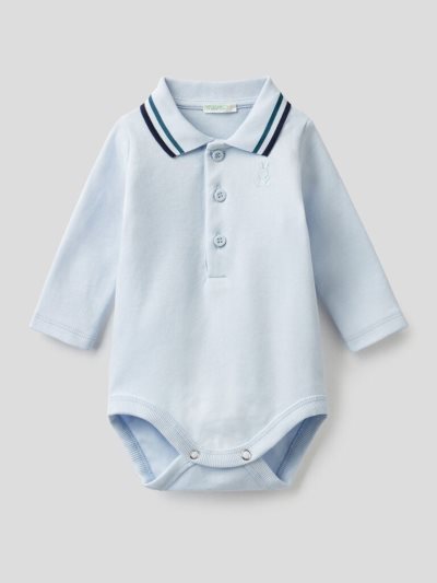 Kids' Benetton 100% Cotton Bodysuit Bodysuits Sky Blue | NZ675647