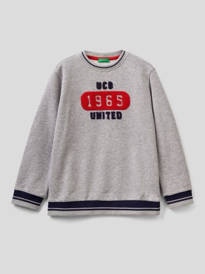 Kids' Benetton 100% Cotton Embroidery Sweatshirt Grey | NZ584877