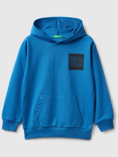 Kids' Benetton 100% Cotton Hoodie Bright Blue | NZ165170