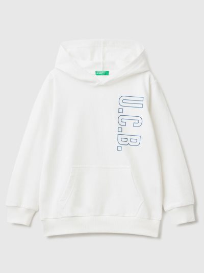 Kids' Benetton 100% Cotton Hoodie White | NZ936287