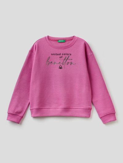 Kids' Benetton 100% Cotton Logo Sweatshirt Cyclamen | NZ020351