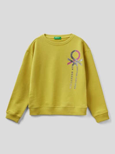 Kids' Benetton 100% Cotton Logo Sweatshirt Yellow | NZ073962