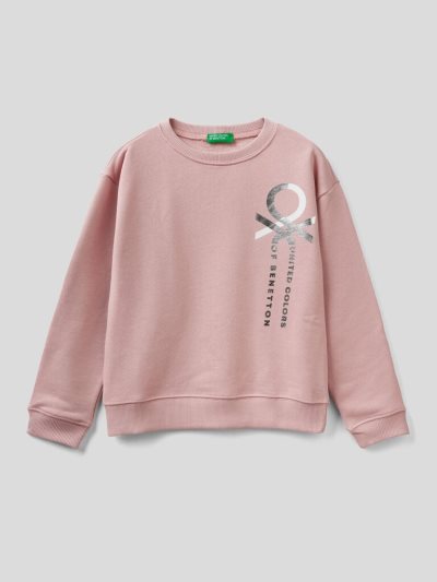 Kids' Benetton 100% Cotton Logo Sweatshirt Soft Pink | NZ717506