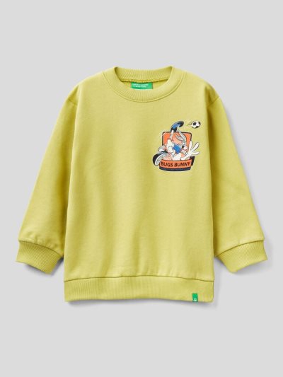 Kids' Benetton 100% Cotton Looney Tunes Sweatshirt Yellow | NZ968243