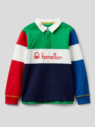 Kids' Benetton 100% Cotton Rugby Long Sleeve Polos Multi-color | NZ070779