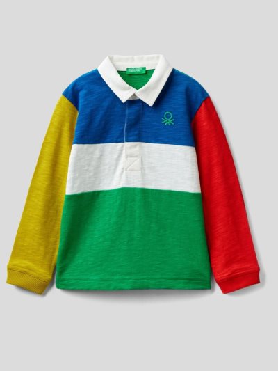 Kids' Benetton 100% Cotton Rugby Long Sleeve Polos Multi-color | NZ183437