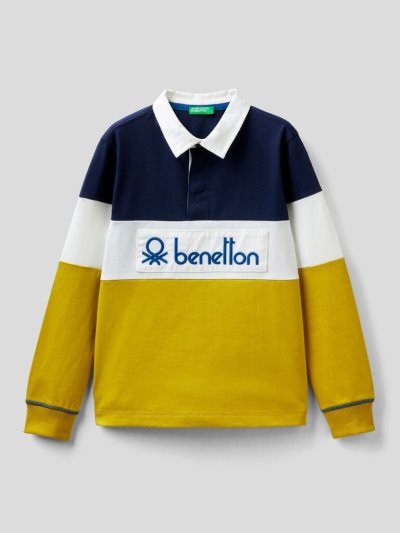 Kids' Benetton 100% Cotton Rugby Long Sleeve Polos Multi-color | NZ348793