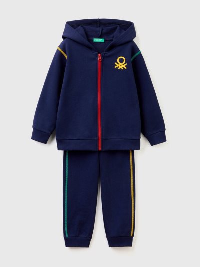 Kids' Benetton 100% Cotton Sweat Tracksuits Dark Blue | NZ410049