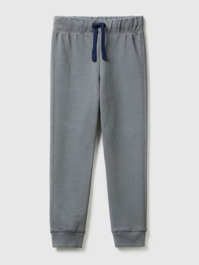 Kids' Benetton 100% Cotton Sweatpants Dark Grey | NZ472068