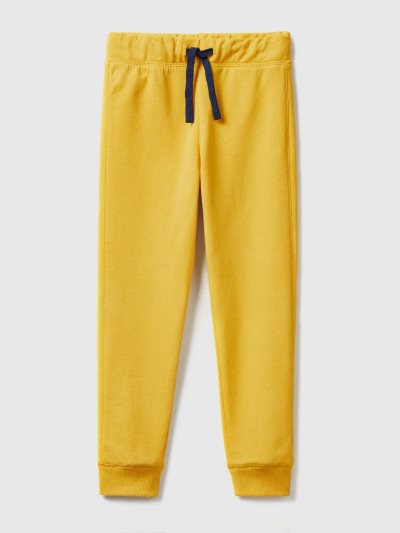 Kids' Benetton 100% Cotton Sweatpants Yellow | NZ599870