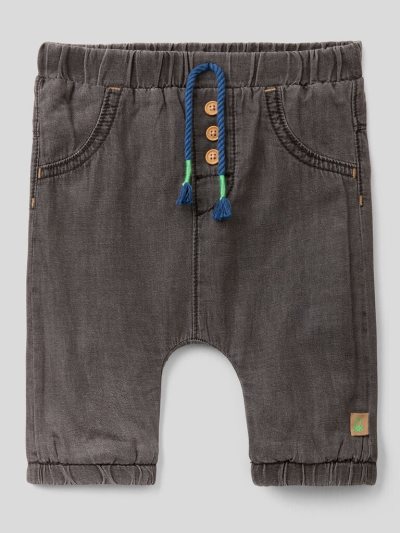 Kids' Benetton 100% Cotton Tassels Trousers Dark Grey | NZ664735