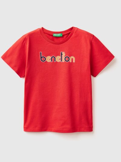 Kids' Benetton 100% Organic Cotton Print Short Sleeve T-shirts Red | NZ227278