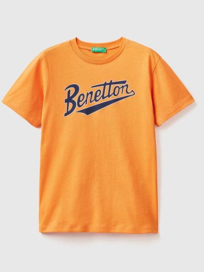 Kids' Benetton 100% Organic Cotton Short Sleeve T-shirts Orange | NZ034265
