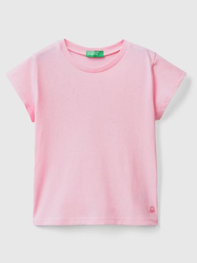 Kids' Benetton 100% Organic Cotton Short Sleeve T-shirts Pink | NZ270742