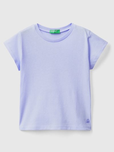 Kids' Benetton 100% Organic Cotton Short Sleeve T-shirts Periwinkle | NZ406554