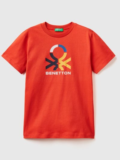 Kids' Benetton 100% Organic Cotton Short Sleeve T-shirts Red | NZ501611