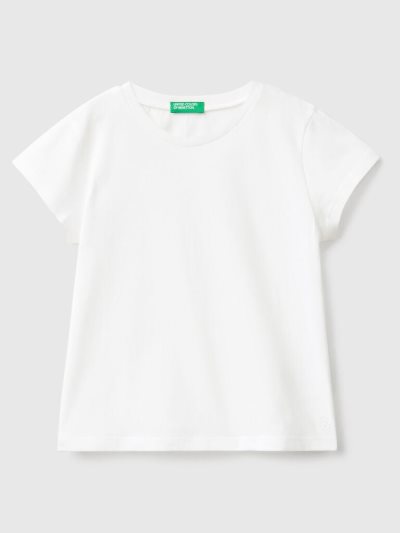 Kids' Benetton 100% Organic Cotton Short Sleeve T-shirts White | NZ553491
