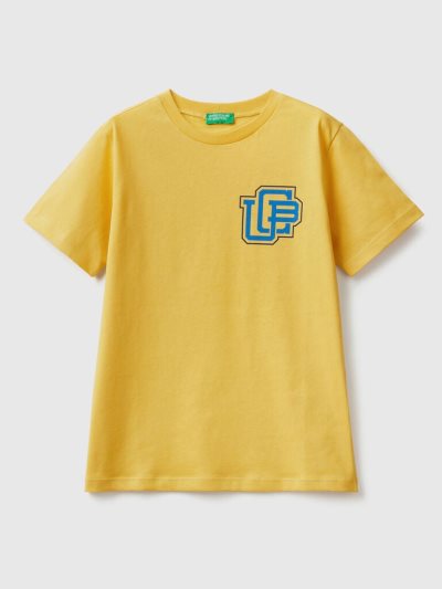 Kids' Benetton 100% Organic Cotton Short Sleeve T-shirts Yellow | NZ844197