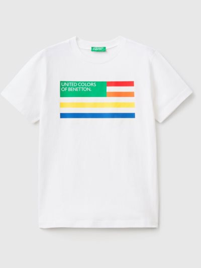 Kids' Benetton 100% Organic Cotton Short Sleeve T-shirts White | NZ878314