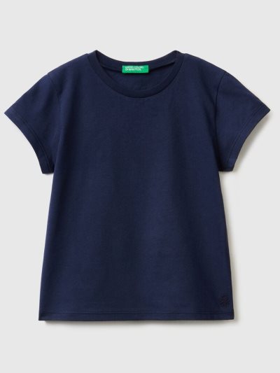 Kids' Benetton 100% Organic Cotton Short Sleeve T-shirts Dark Blue | NZ902116