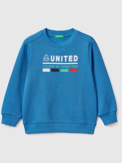 Kids' Benetton 100% Organic Cotton Sweatshirt Bright Blue | NZ101021