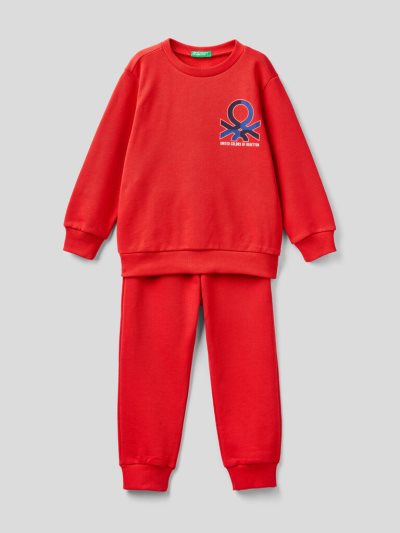 Kids' Benetton 100% Organic Cotton Sweat Tracksuits Red | NZ304673