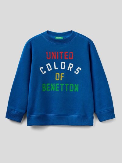 Kids' Benetton 100% Organic Cotton Sweatshirt Bright Blue | NZ413716