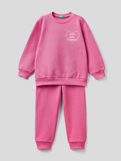 Kids' Benetton 100% Organic Cotton Sweat Tracksuits Cyclamen | NZ552751