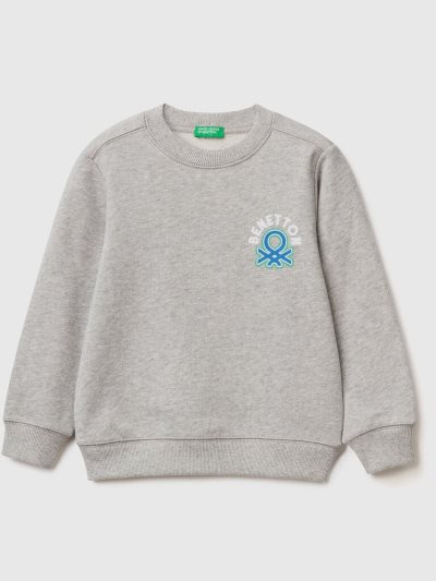 Kids' Benetton 100% Organic Cotton Sweatshirt Light Grey | NZ752070