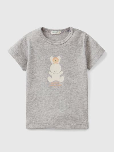 Kids' Benetton 100% Organic Cotton T Shirts Light Grey | NZ235740