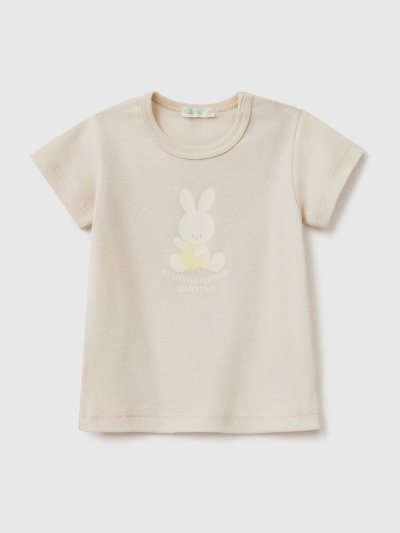 Kids' Benetton 100% Organic Cotton T Shirts Beige | NZ323681