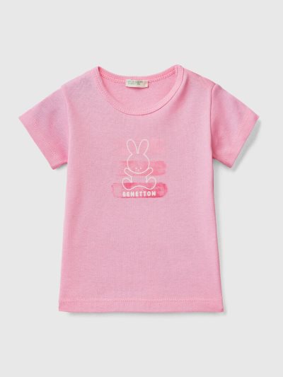 Kids' Benetton 100% Organic Cotton T Shirts Pink | NZ509222