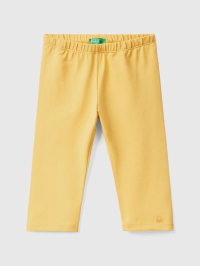 Kids' Benetton 3/4 Stretch Cotton Leggings Yellow | NZ000461