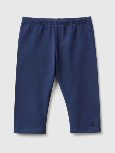Kids' Benetton 3/4 Stretch Cotton Leggings Dark Blue | NZ014202