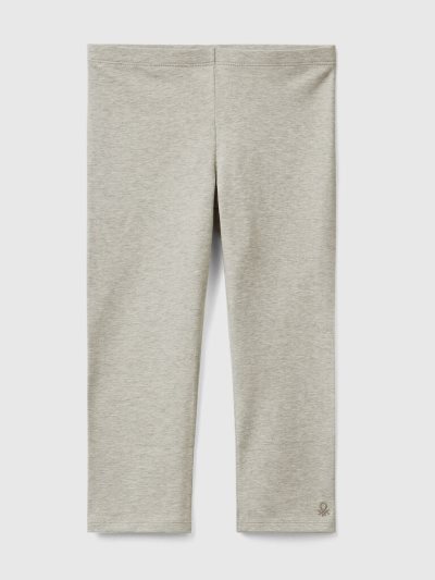 Kids' Benetton 3/4 Stretch Cotton Leggings Light Grey | NZ123141