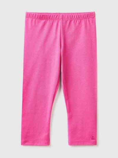 Kids' Benetton 3/4 Stretch Cotton Leggings Fuchsia | NZ193721