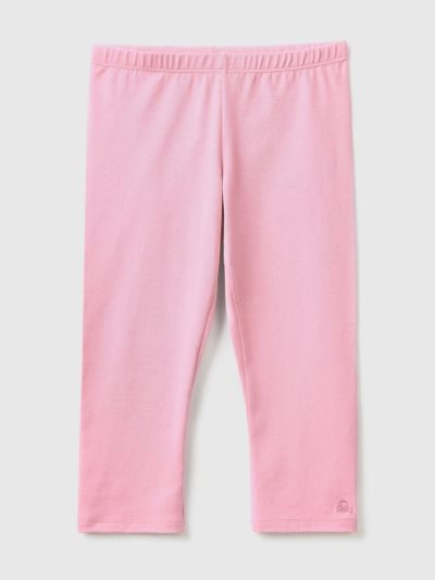 Kids' Benetton 3/4 Stretch Cotton Leggings Pink | NZ526022