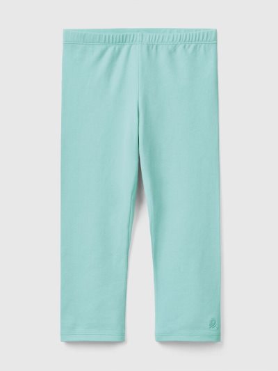 Kids' Benetton 3/4 Stretch Cotton Leggings Aqua | NZ602852