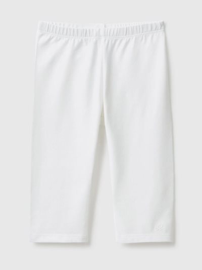 Kids' Benetton 3/4 Stretch Cotton Leggings White | NZ620021