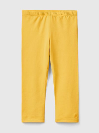 Kids' Benetton 3/4 Stretch Cotton Leggings Yellow | NZ635402