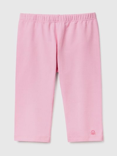 Kids' Benetton 3/4 Stretch Cotton Leggings Pink | NZ888269