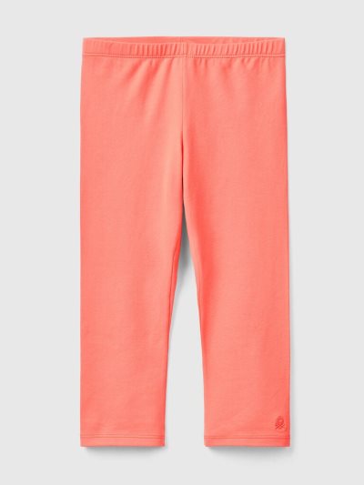 Kids' Benetton 3/4 Stretch Cotton Leggings Orange Coral | NZ913776