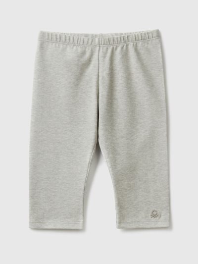 Kids' Benetton 3/4 Stretch Cotton Leggings Light Grey | NZ916478