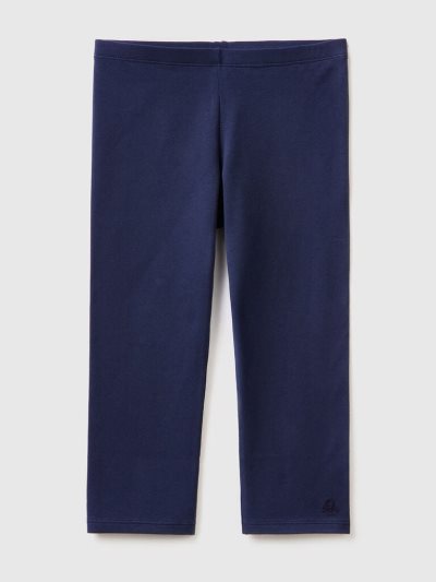 Kids' Benetton 3/4 Stretch Cotton Leggings Dark Blue | NZ929664