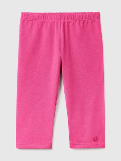 Kids' Benetton 3/4 Stretch Cotton Leggings Fuchsia | NZ947519