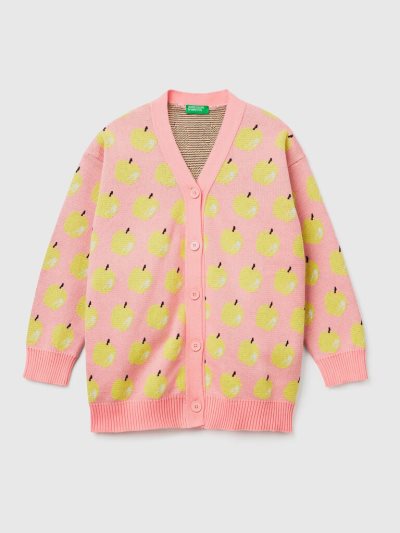 Kids' Benetton Apple Pattern Cardigan Pink | NZ953473