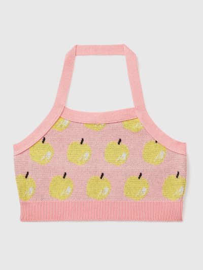 Kids' Benetton Apple Pattern Crop Tanks Pink | NZ333486