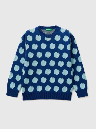 Kids' Benetton Apple Pattern Sweaters Blue | NZ700457