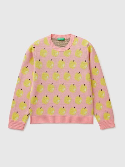 Kids' Benetton Apple Pattern Sweaters Pink | NZ697848