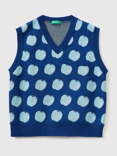 Kids' Benetton Apple Pattern Vest Blue | NZ752899